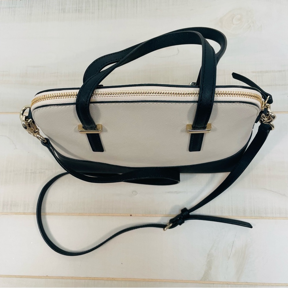 NWT Kate Spade Cedar Street Maise Black Cream Satchel Leather Bag - Picture 7 of 9